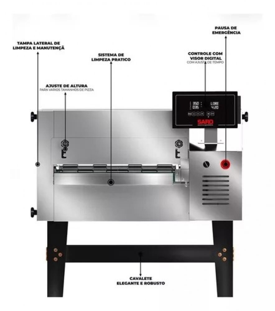 Forno Esteira Industrial para Pizza 50cm Saro a Gás GLP FEI50GLP