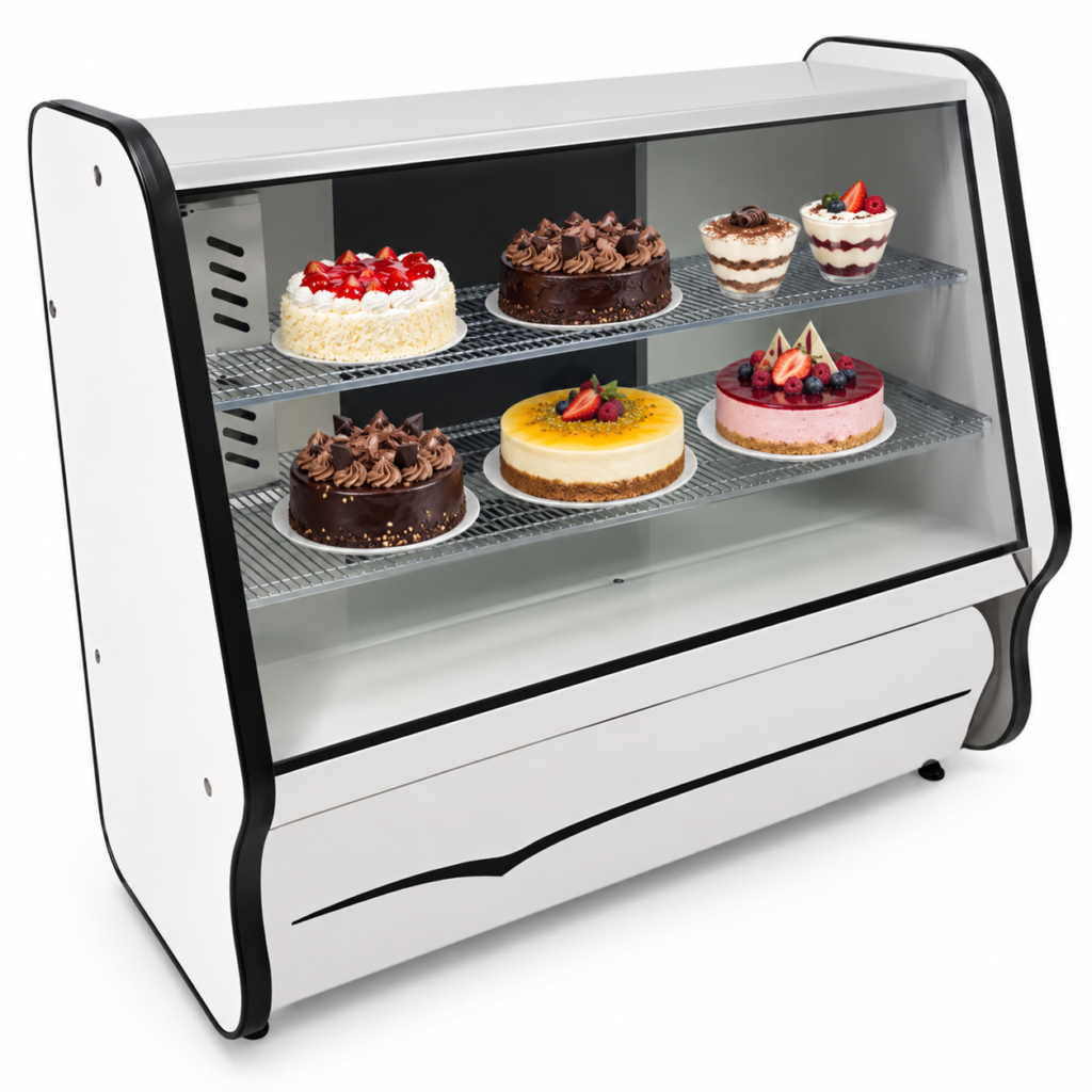 Balcão Vitrine Refrigerado Ormifrio Toop BTT 125 1,25m para Bolos e Tortas Branco