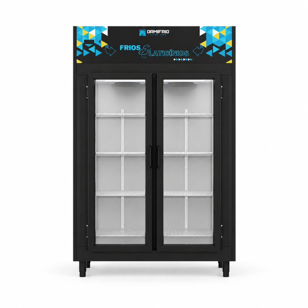 Refrigerador Expositor Auto Serviço 850 Litros 2 Portas para Bebidas e Laticínios Alta Capacidade
