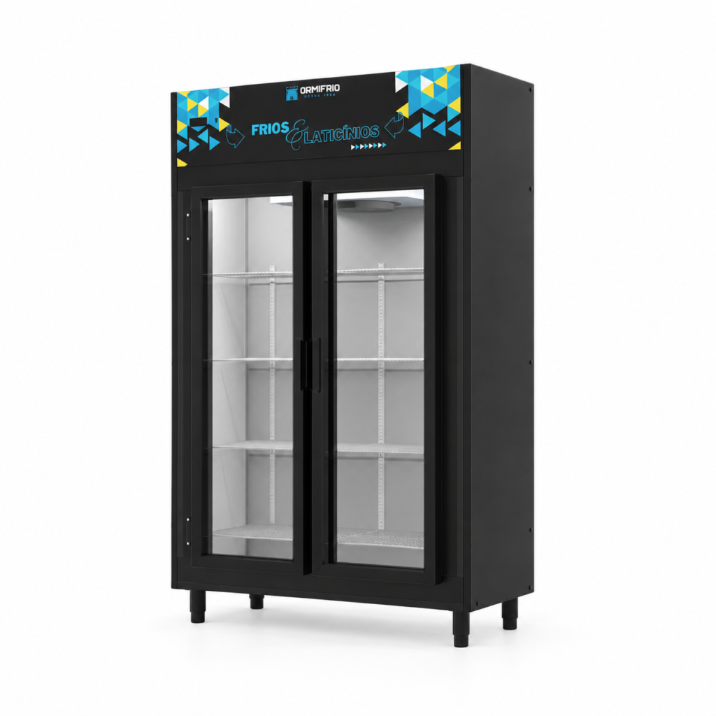 Refrigerador Expositor Auto Serviço 850 Litros 2 Portas para Bebidas e Laticínios Alta Capacidade